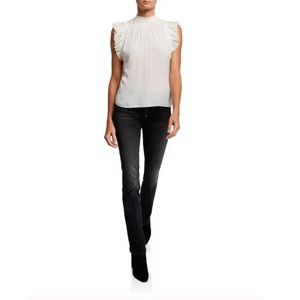 Frame Le Mini Boot Jeans Exposed Button Fly Black Wash Sz 26